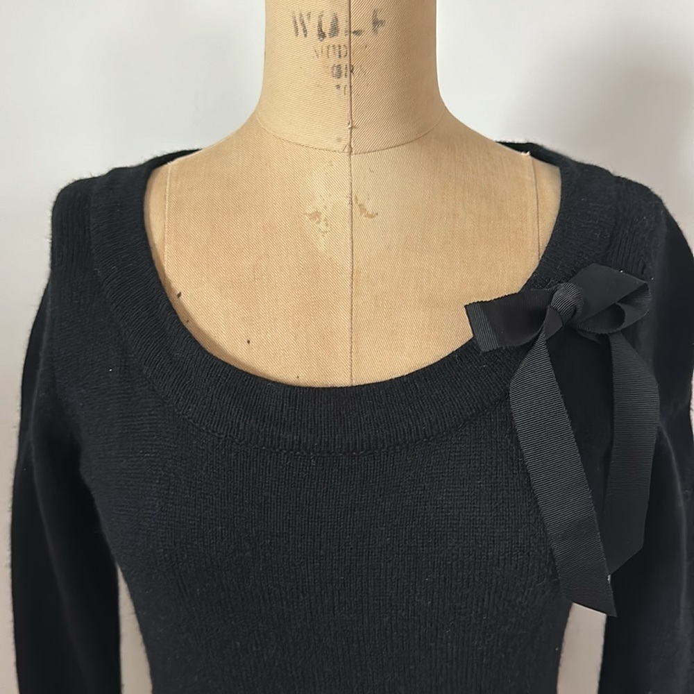 Marks & Spencer cashmere top scoop neck 3/4 sleeve bow detail jumper sweater